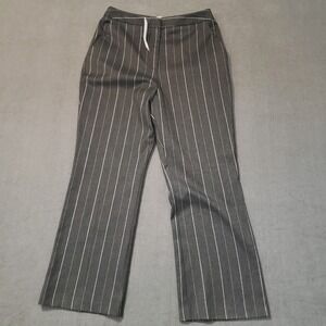 Topshop Pinstripe Trousers Womens 6 Grey White Straight Leg Workwear Nwt
